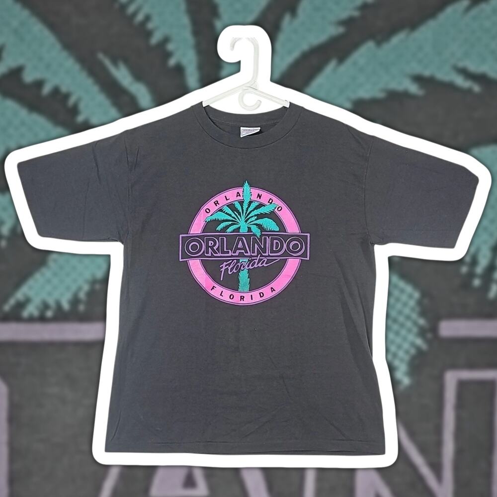 Vintage All Sport Proweight Orlando Florida T-Shirt Mens L Black Single Stitch